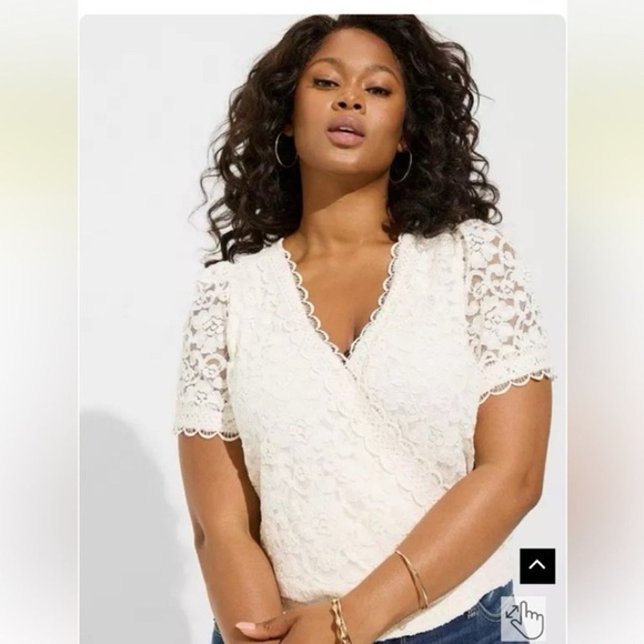 torrid Tops - Torrid Ivory Lace Wrap Top 3X